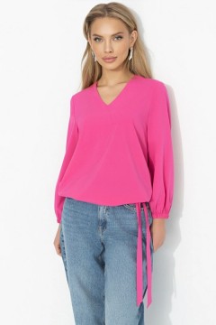 Блуза на резинке с завязками в цвете фуксия Charutti(фото2)