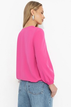 Блуза на резинке с завязками в цвете фуксия Charutti(фото5)