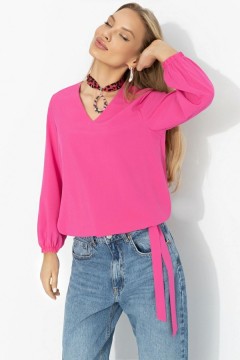 Блуза на резинке с завязками в цвете фуксия Charutti(фото6)