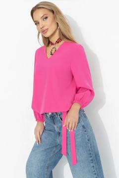 Блуза на резинке с завязками в цвете фуксия Charutti(фото7)