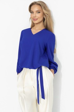 Блуза на резинке с завязками в синем цвете Charutti(фото5)