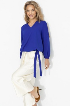 Блуза на резинке с завязками в синем цвете Charutti(фото2)