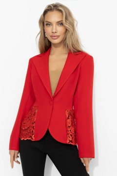 Жакет красный с кружевом Charutti(фото6)