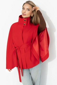Жакет‑кейп с поясом в красном цвете Charutti