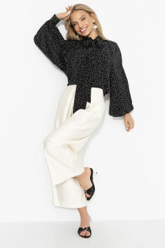 Блузка чёрная в горошек с бантом Charutti(фото2)