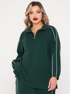 Джемпер из трикотажа тёмно-зелёного цвета Dora(фото3)