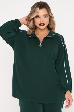 Джемпер из трикотажа тёмно-зелёного цвета Dora