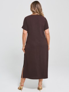 Платье длинное нарядное шоколадного цвета Dora(фото9)