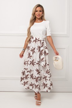 Платье длинное комбинированное с поясом Консуэла №4 Valentina(фото2)