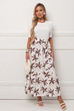 Платье длинное комбинированное с поясом Консуэла №4 Valentina(фото7)