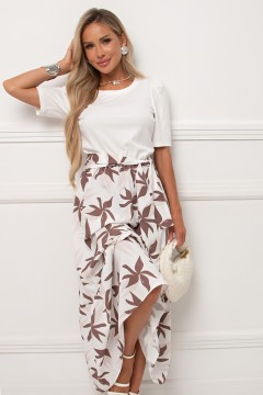 Платье длинное комбинированное с поясом Консуэла №4 Valentina(фото3)