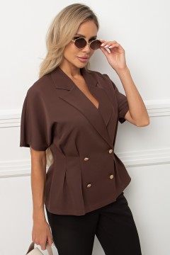Жакет с короткими рукавами в шоколадном цвете Абелия №11 Valentina(фото5)
