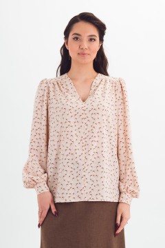 Блузка бежевая с принтом Braslava(фото2)