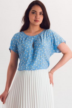 Блузка лёгкая голубого цвета с цветочным принтом Braslava