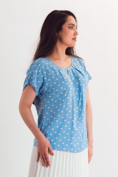 Блузка лёгкая голубого цвета с цветочным принтом Braslava(фото4)