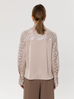 Блуза бежевая с кружевом Priz(фото6)