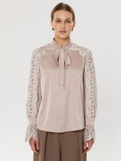 Блуза бежевая с кружевом Priz(фото4)