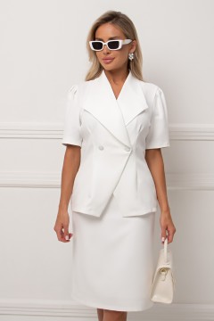 Юбка-карандаш белая в деловом стиле Элеонора 60 см №9 Valentina