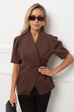 Жакет с короткими рукавами в коричневом цвете Джил №1 Valentina(фото3)