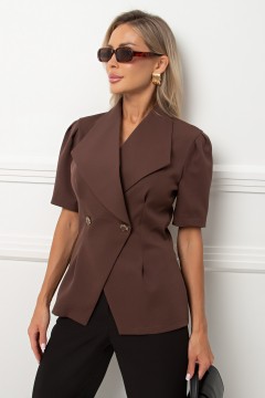 Жакет с короткими рукавами в коричневом цвете Джил №1 Valentina(фото7)