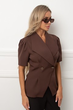 Жакет с короткими рукавами в коричневом цвете Джил №1 Valentina(фото5)