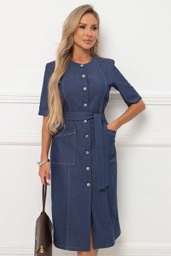 Платье синее из джинсы с поясом Джойс №1 Valentina(фото2)
