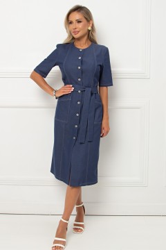 Платье синее из джинсы с поясом Джойс №1 Valentina(фото3)