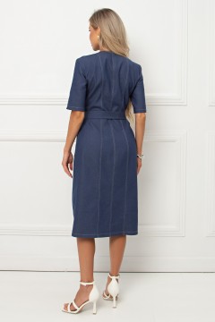 Платье синее из джинсы с поясом Джойс №1 Valentina(фото7)