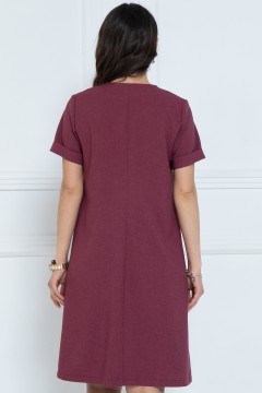 Платье короткое с разрезом в цвете марсала Diolche(фото7)