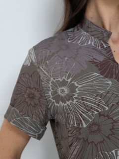 Блузка женская кофейного цвета с короткими рукавами Diolche(фото4)