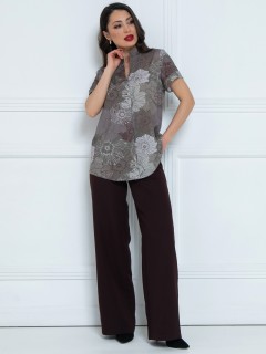 Блузка женская кофейного цвета с короткими рукавами Diolche(фото2)