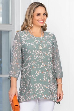 Туника серо-зелёная с укороченными рукавами Lavira(фото3)