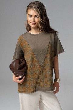 Футболка трикотажная коричневая свободной посадки Charutti