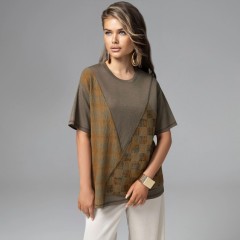 Футболка трикотажная коричневая свободной посадки Charutti(фото8)