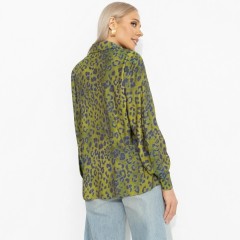 Рубашка зелёная с леопардовым принтом Charutti(фото5)