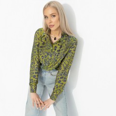 Рубашка зелёная с леопардовым принтом Charutti(фото4)
