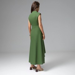 Платье длинное зелёное с драпировкой и карманами Charutti(фото7)