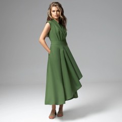 Платье длинное зелёное с драпировкой и карманами Charutti(фото6)