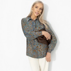 Рубашка синяя с леопардовым принтом Charutti(фото3)