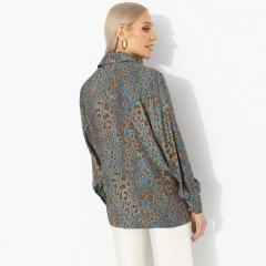 Рубашка синяя с леопардовым принтом Charutti(фото6)