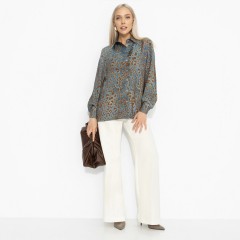 Рубашка синяя с леопардовым принтом Charutti(фото2)