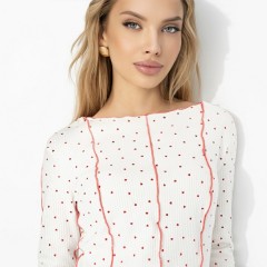 Лонгслив белый из трикотажа лапша с принтом Charutti(фото4)