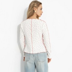 Лонгслив белый из трикотажа лапша с принтом Charutti(фото6)