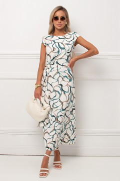 Платье длинное комбинированное с поясом Николина №1 Valentina