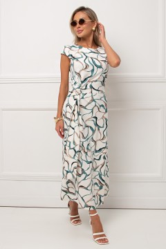 Платье длинное комбинированное с поясом Николина №1 Valentina(фото5)