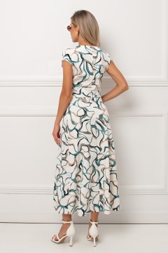 Платье длинное комбинированное с поясом Николина №1 Valentina(фото9)