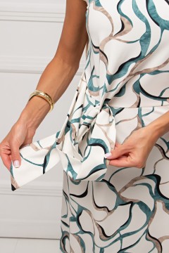 Платье длинное комбинированное с поясом Николина №1 Valentina(фото6)