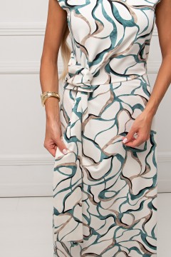 Платье длинное комбинированное с поясом Николина №1 Valentina(фото8)