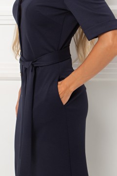 Платье тёмно-синее из трикотажа с поясом Анаит №1 Valentina(фото6)