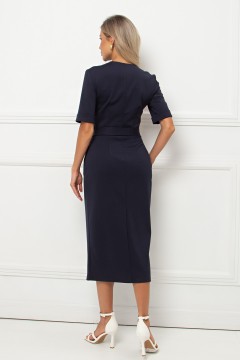 Платье тёмно-синее из трикотажа с поясом Анаит №1 Valentina(фото7)